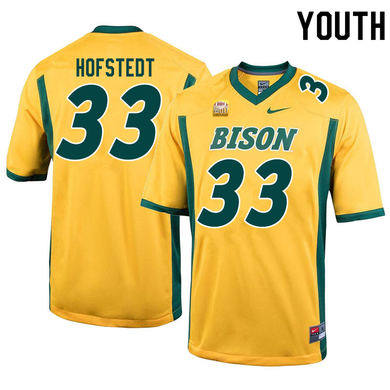 Youth #33 Logan Hofstedt North Dakota State Bison College Football Jerseys Sale-Yellow - Click Image to Close